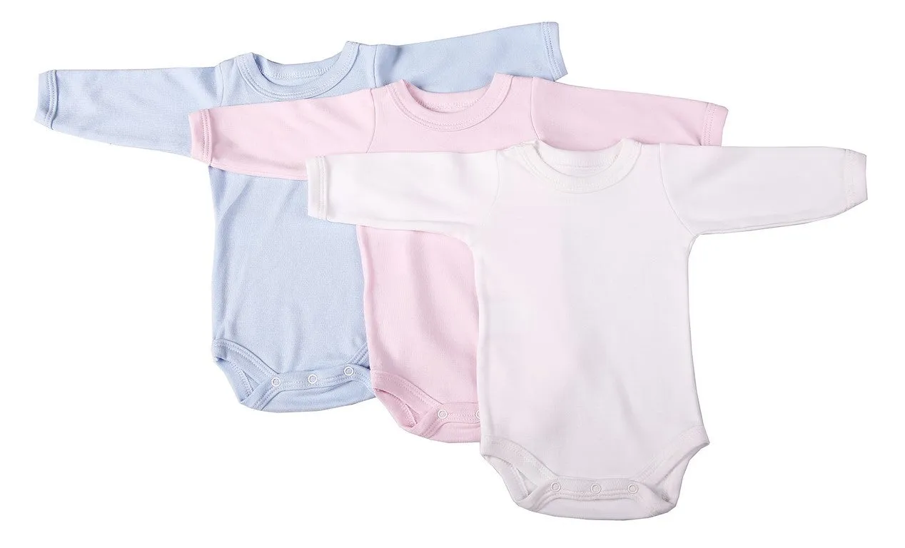 100% Cotton Mixed-Colours Baby Blank Long-Sleeved Crew Neck Onesies (2 Pack)