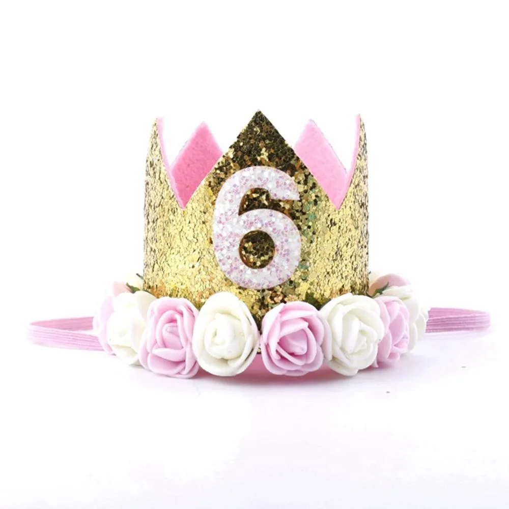 1pc One First Birthday Party Hats 1st 2nd 3rd Crown Birthday Hats Number One Party Decors Kids Accessories Newborn Child