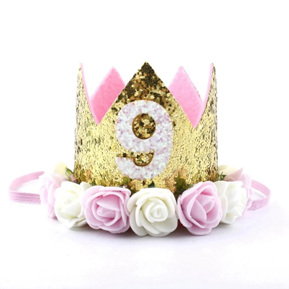 1pc One First Birthday Party Hats 1st 2nd 3rd Crown Birthday Hats Number One Party Decors Kids Accessories Newborn Child