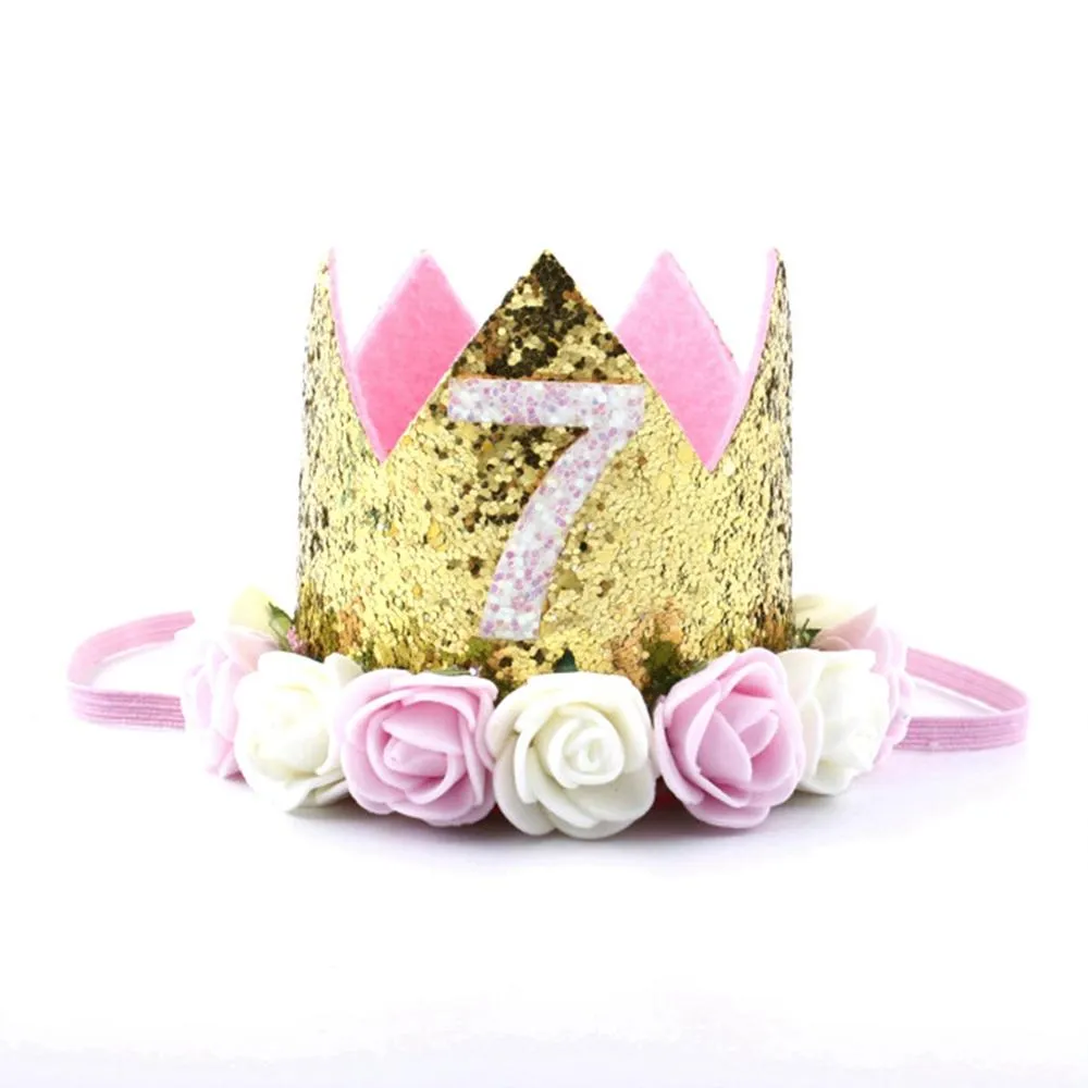 1pc One First Birthday Party Hats 1st 2nd 3rd Crown Birthday Hats Number One Party Decors Kids Accessories Newborn Child