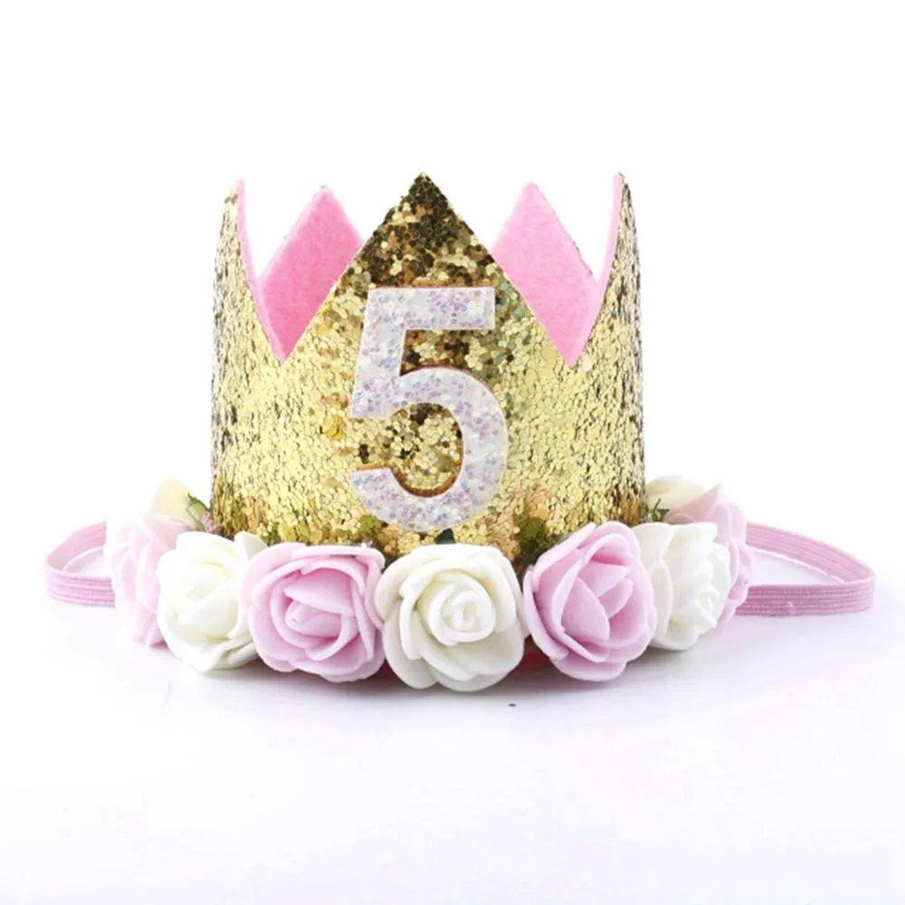 1pc One First Birthday Party Hats 1st 2nd 3rd Crown Birthday Hats Number One Party Decors Kids Accessories Newborn Child