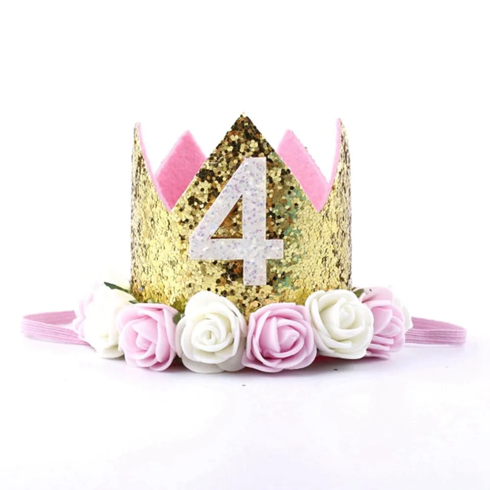 1pc One First Birthday Party Hats 1st 2nd 3rd Crown Birthday Hats Number One Party Decors Kids Accessories Newborn Child
