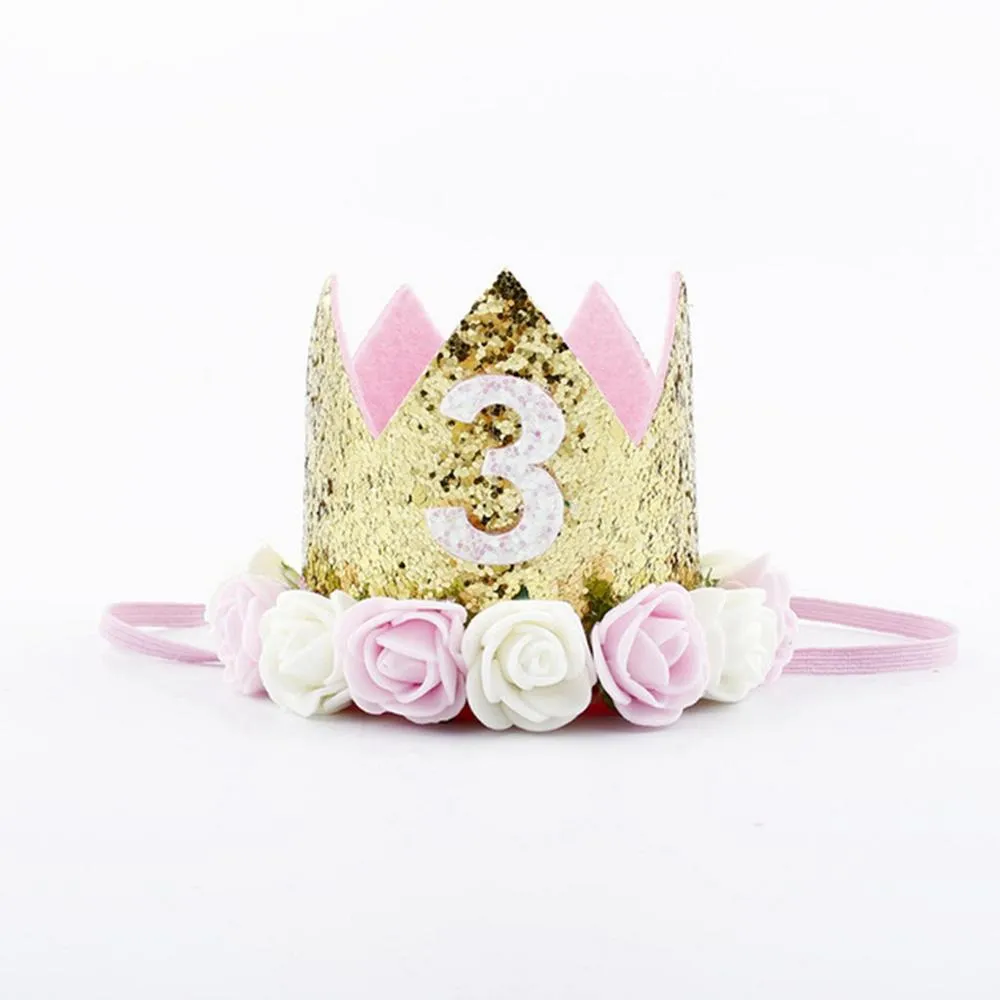 1pc One First Birthday Party Hats 1st 2nd 3rd Crown Birthday Hats Number One Party Decors Kids Accessories Newborn Child