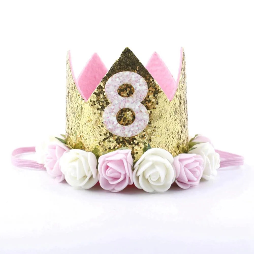 1pc One First Birthday Party Hats 1st 2nd 3rd Crown Birthday Hats Number One Party Decors Kids Accessories Newborn Child