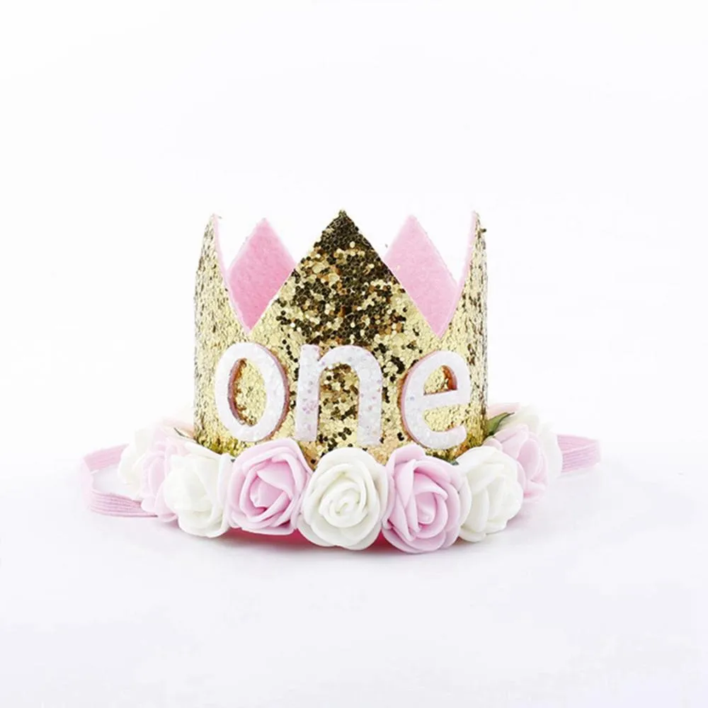 1pc One First Birthday Party Hats 1st 2nd 3rd Crown Birthday Hats Number One Party Decors Kids Accessories Newborn Child