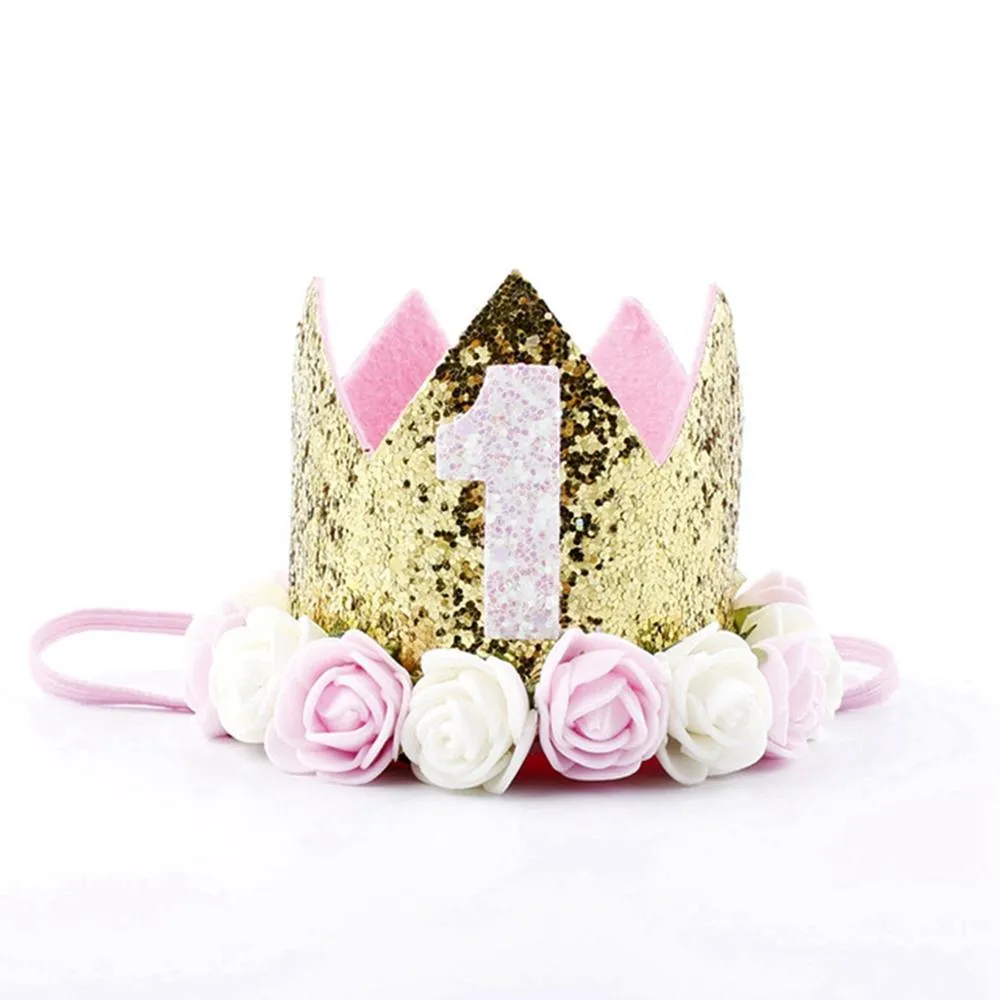 1pc One First Birthday Party Hats 1st 2nd 3rd Crown Birthday Hats Number One Party Decors Kids Accessories Newborn Child