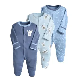 3-Piece Newborn Baby Romper Set - Blue