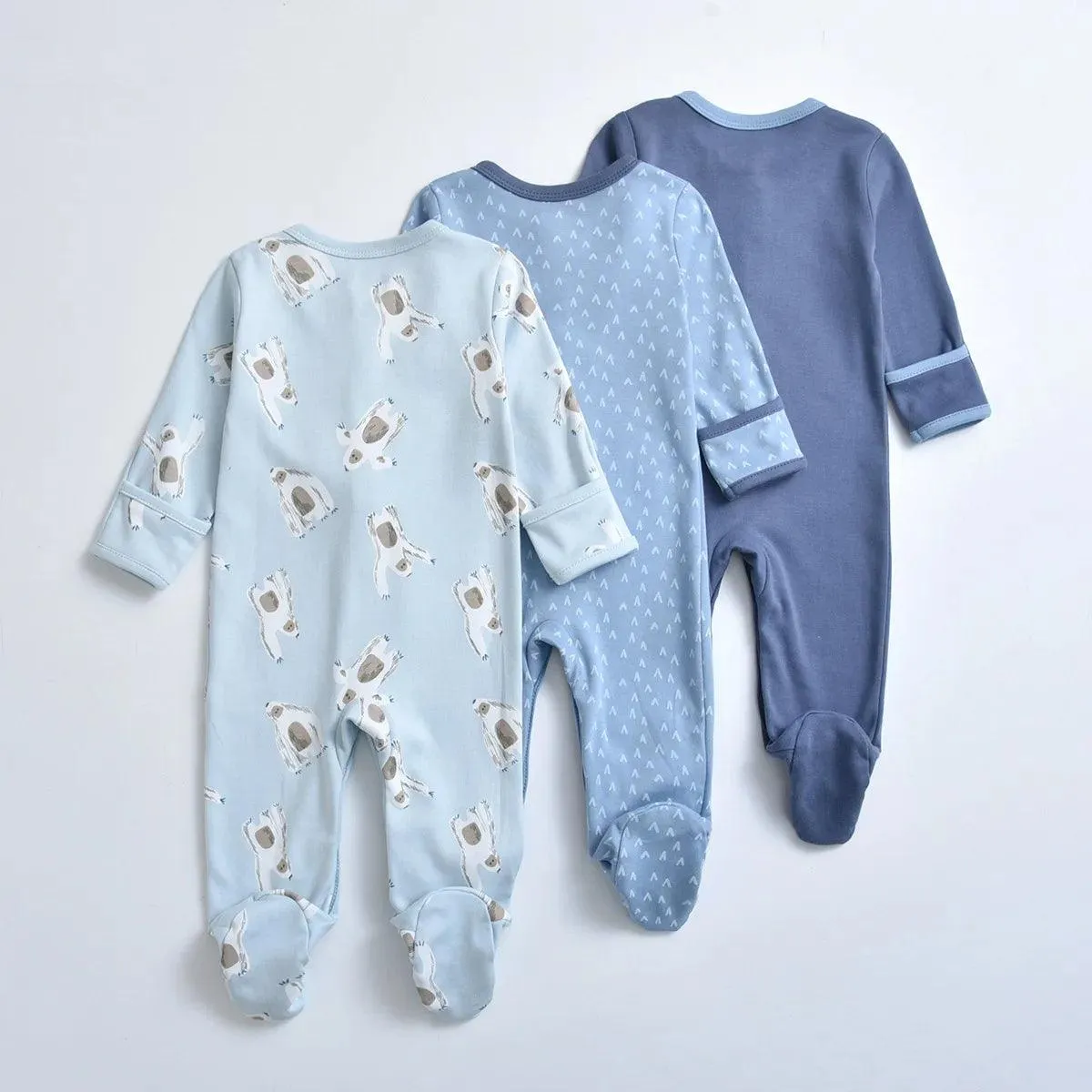 3-Piece Newborn Baby Romper Set - Blue