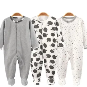 3-Piece Newborn Baby Romper Set - Grey