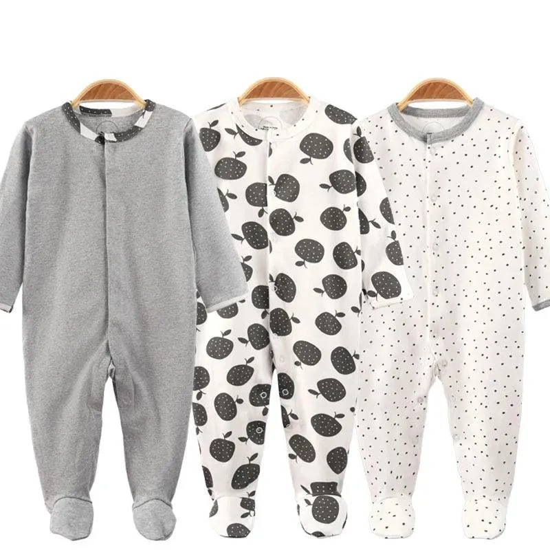 3-Piece Newborn Baby Romper Set - Grey