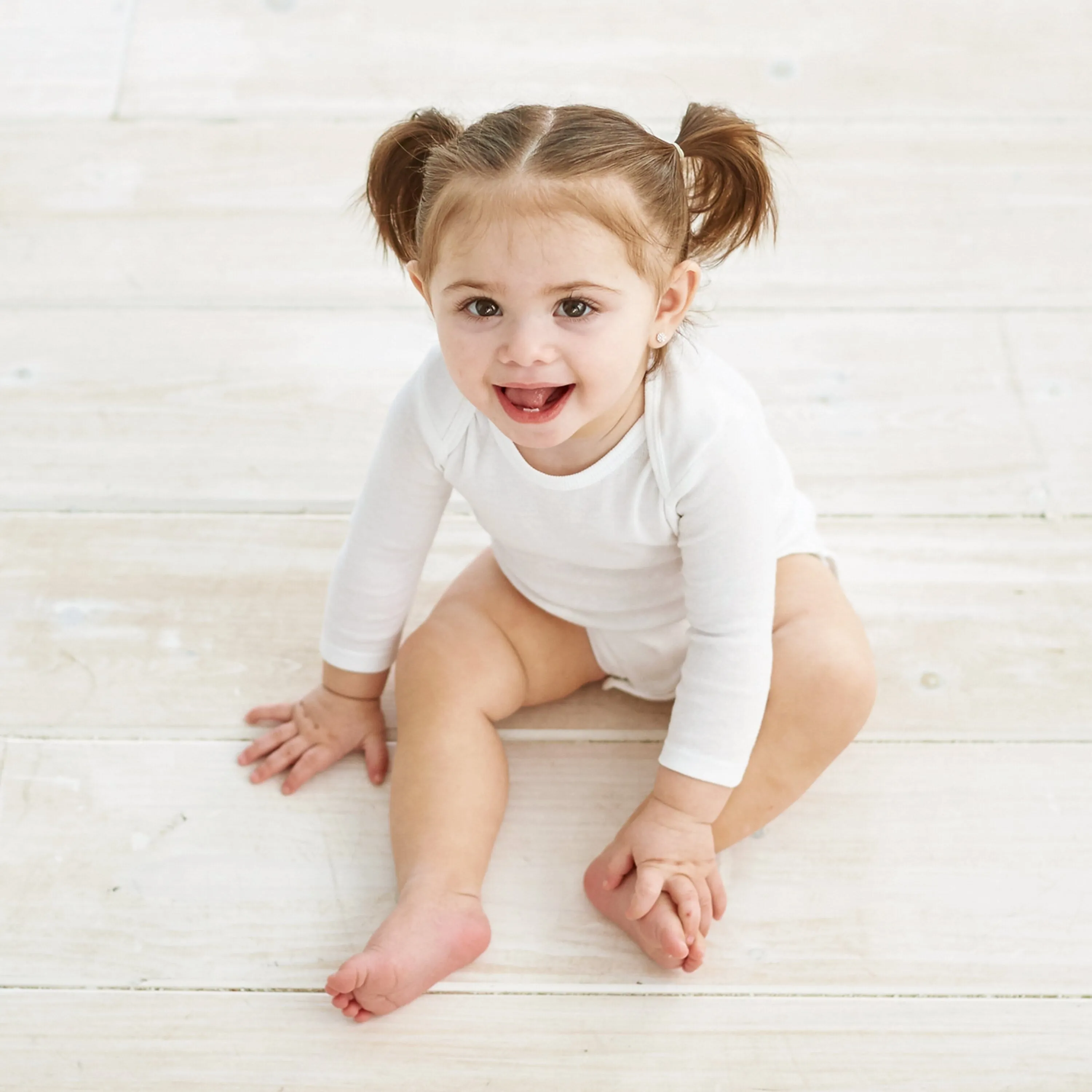 5-Pack White Organic Long-Sleeve Onesies® Bodysuits