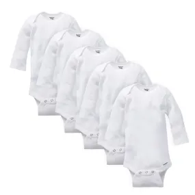 5-Pack White Organic Long-Sleeve Onesies® Bodysuits