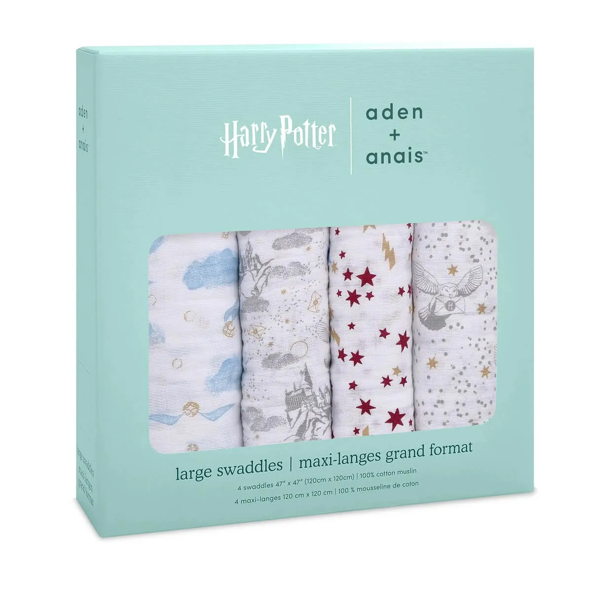 aden   anais Boutique Cotton Muslin Swaddles - 4pk (Harry Potter™ Iconic)