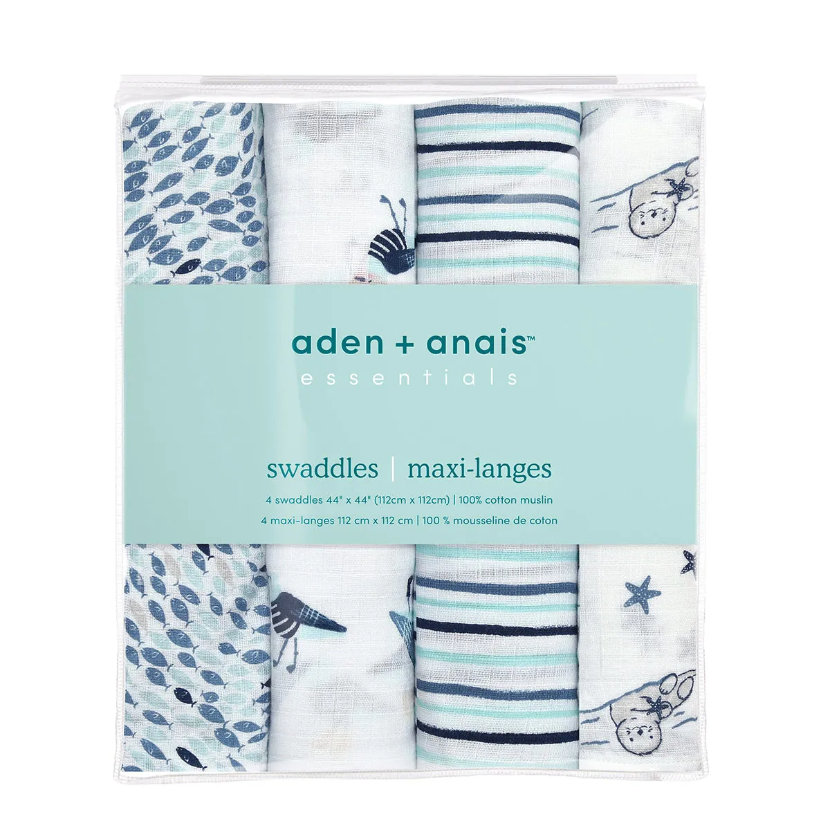 Aden   Anais Essentials Swaddle Wraps, 4 pack - Seashore