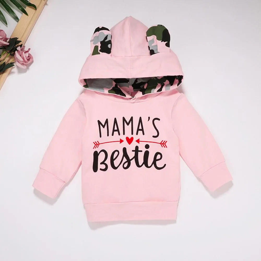 Autumn and Winter Baby Pink Letter Print Camouflage Sweatshirt Set Wholesale Boys Clothes
