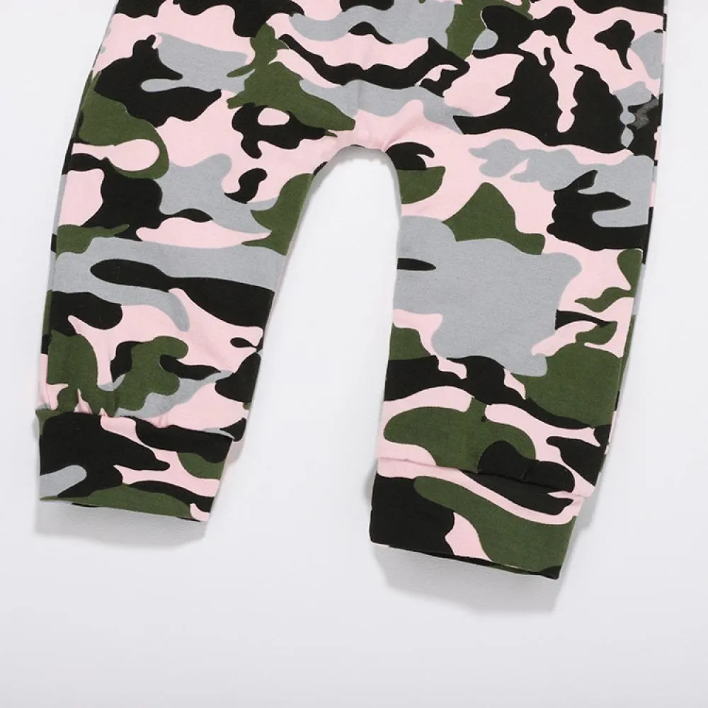 Autumn and Winter Baby Pink Letter Print Camouflage Sweatshirt Set Wholesale Boys Clothes