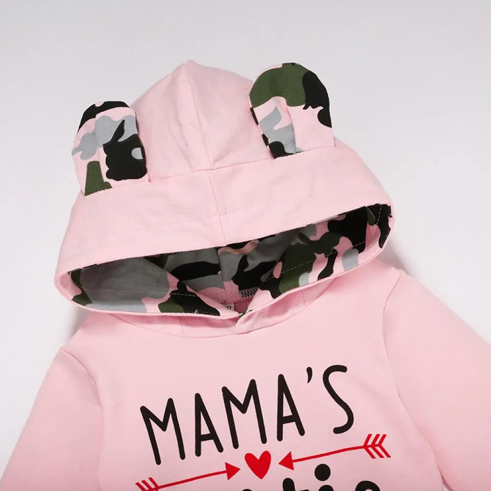 Autumn and Winter Baby Pink Letter Print Camouflage Sweatshirt Set Wholesale Boys Clothes