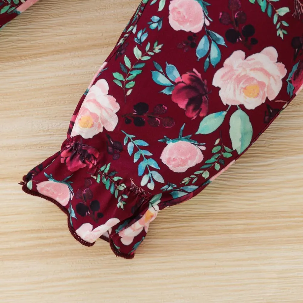 Autumn Girls Bow Ruffle Skirt Print Trousers Three-piece Set Wholesale Girl Clothing