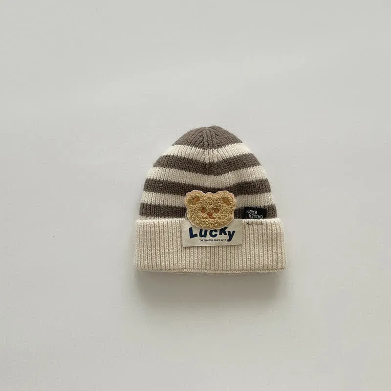 Baby Animal Striped Side Beanie