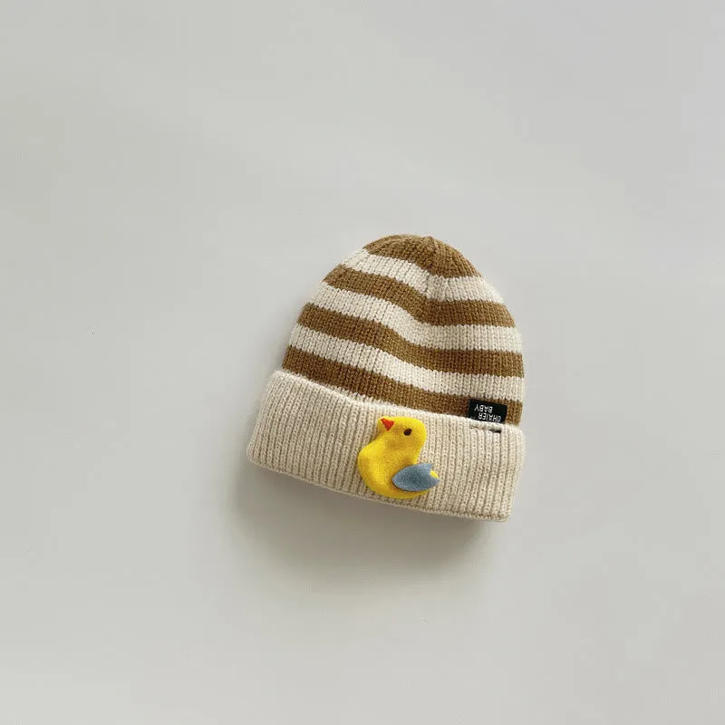 Baby Animal Striped Side Beanie