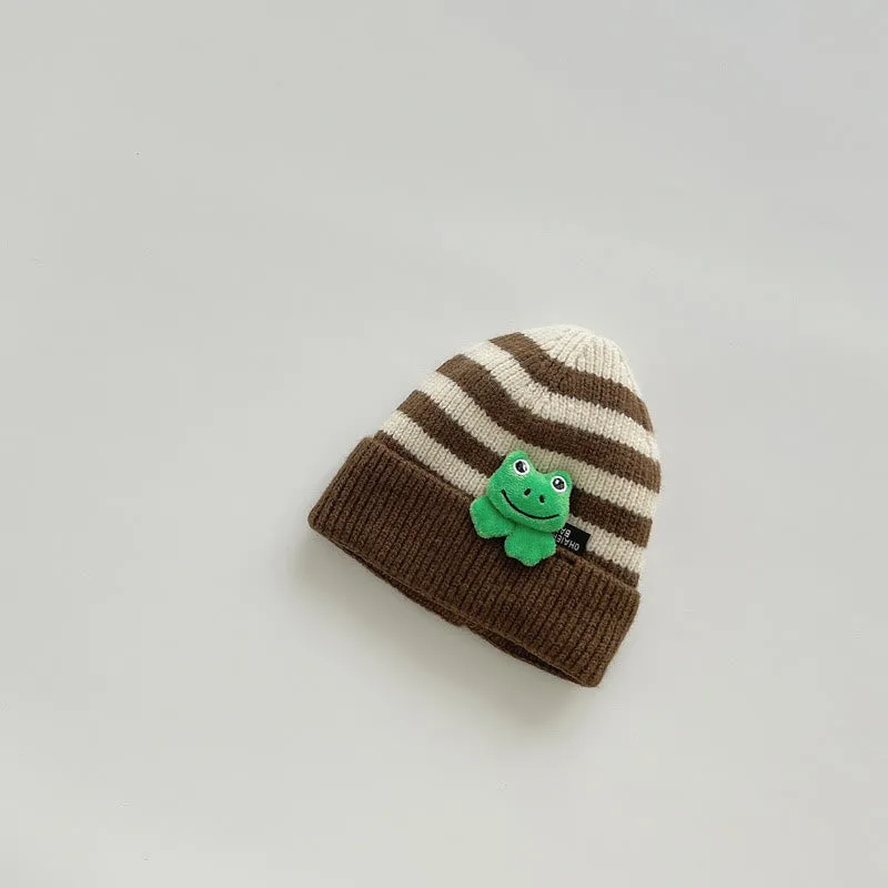 Baby Animal Striped Side Beanie