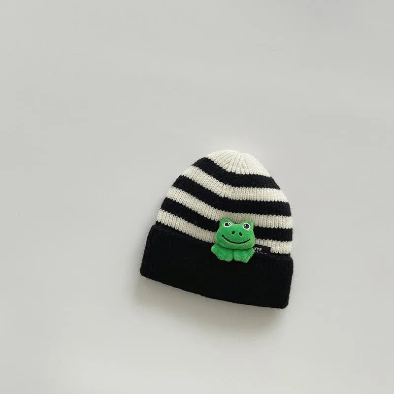 Baby Animal Striped Side Beanie