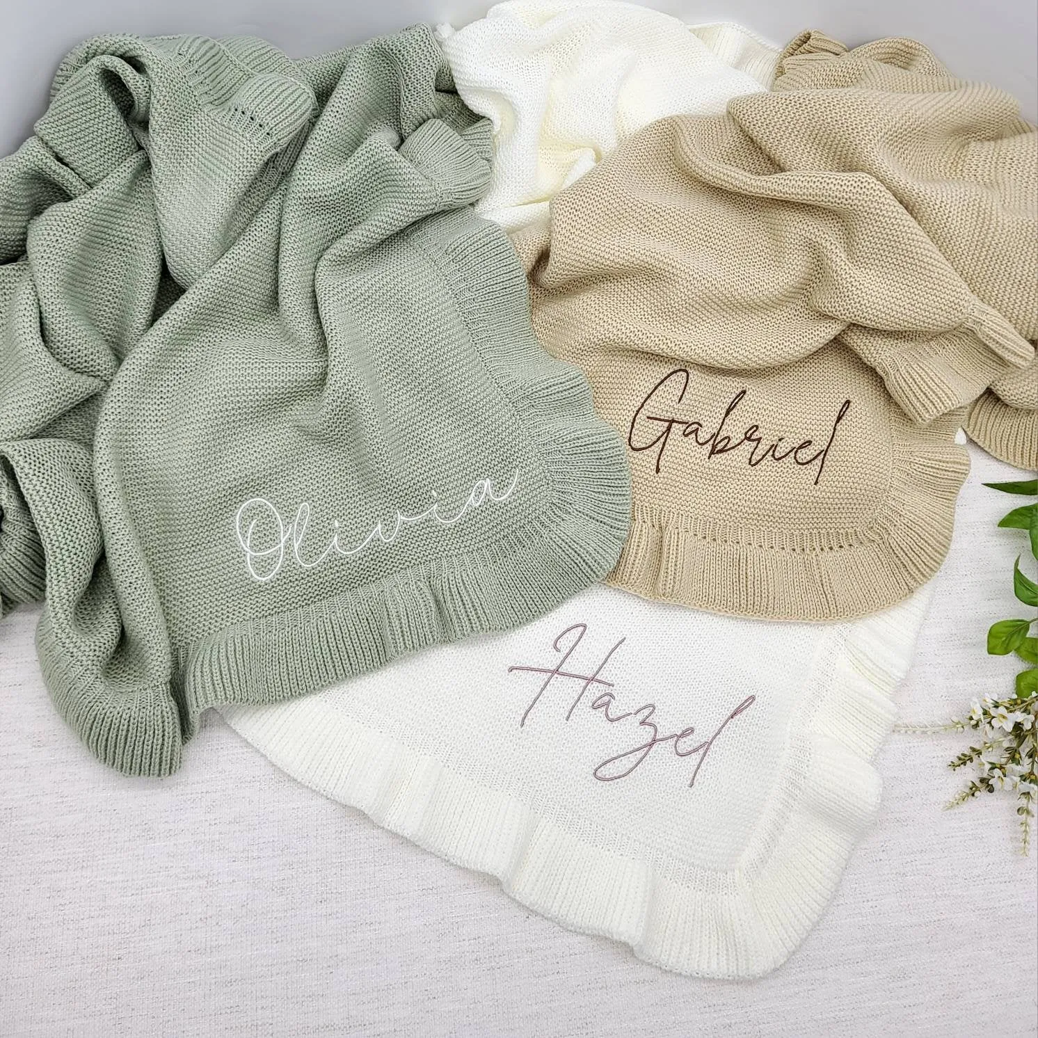 Baby blanket /Embroidered Blanket / Soft Custom Personalized baby blanket / Embroidered Knitted Baby Blanket / Soft Custom Baby Shower Gift