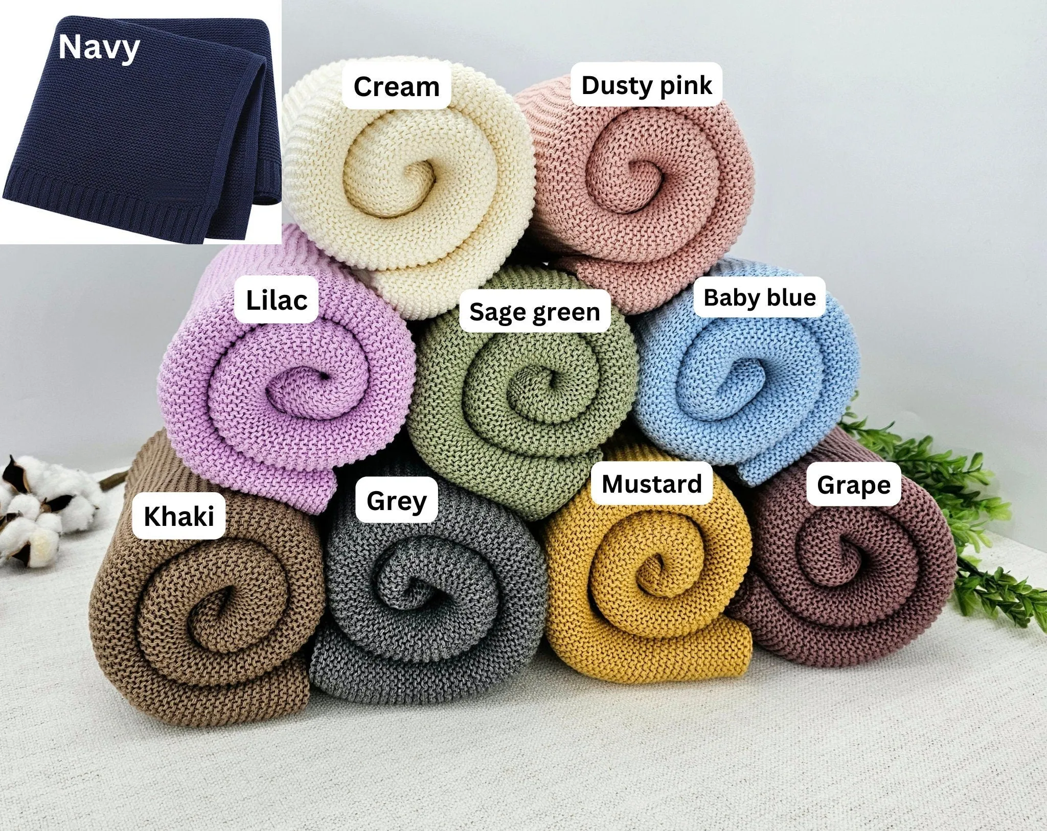 Baby Blanket,Embroidered Name,Stroller Blanket,Newborn Baby Gift ,Soft Breathable Cotton Knit