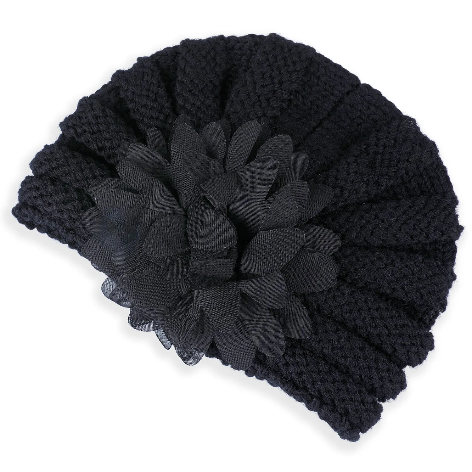 Baby Moo Floral Petals 2 Pack Turban Caps - Blue And Black