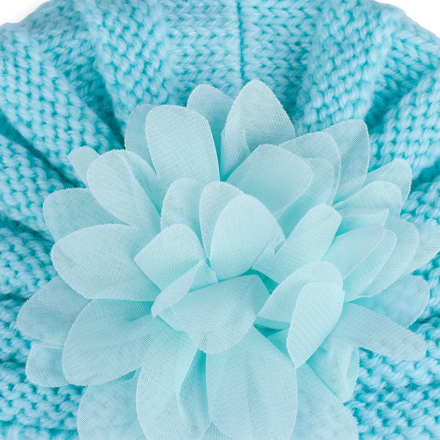 Baby Moo Floral Petals 2 Pack Turban Caps - Blue And Black