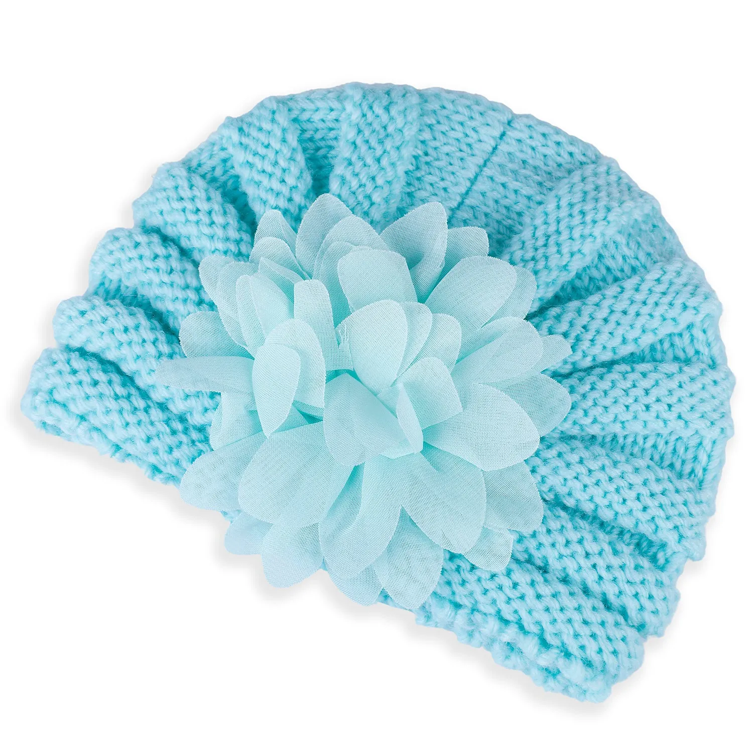 Baby Moo Floral Petals 2 Pack Turban Caps - Blue And Black