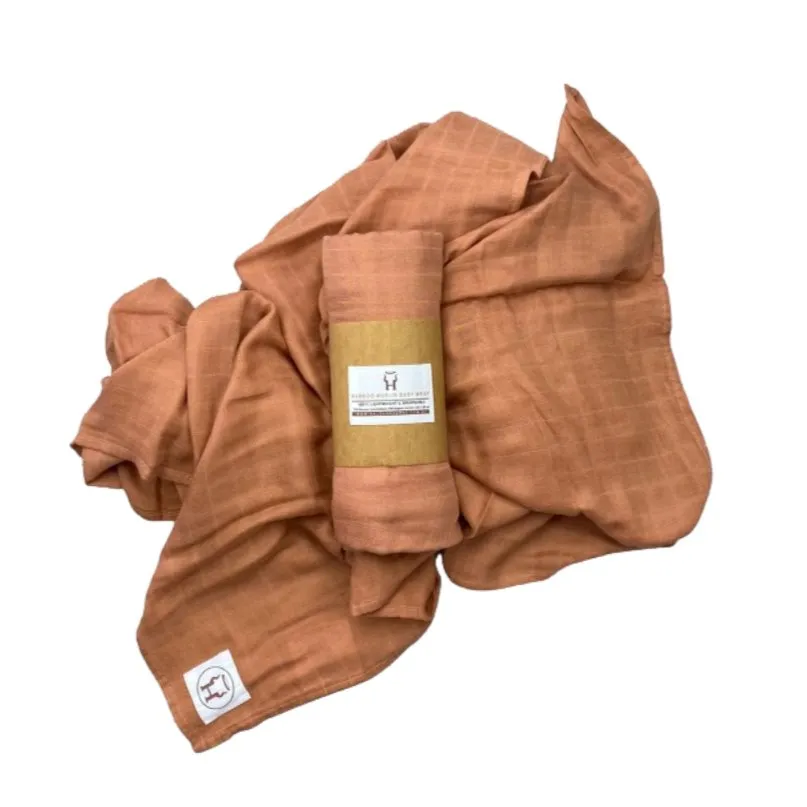 Baby Swaddle/Wrap - Organic Bamboo Muslin - Clay