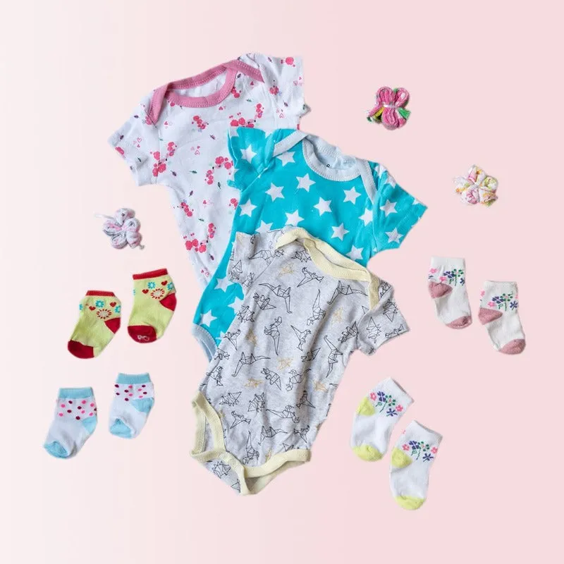 Baby White Stars Print Romper Set - (Pack of 10)