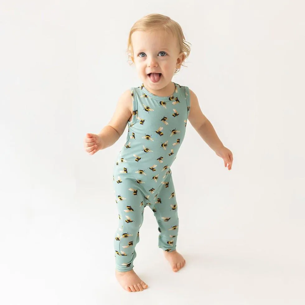Bamboo Basic Racerback Romper - Spring Bee