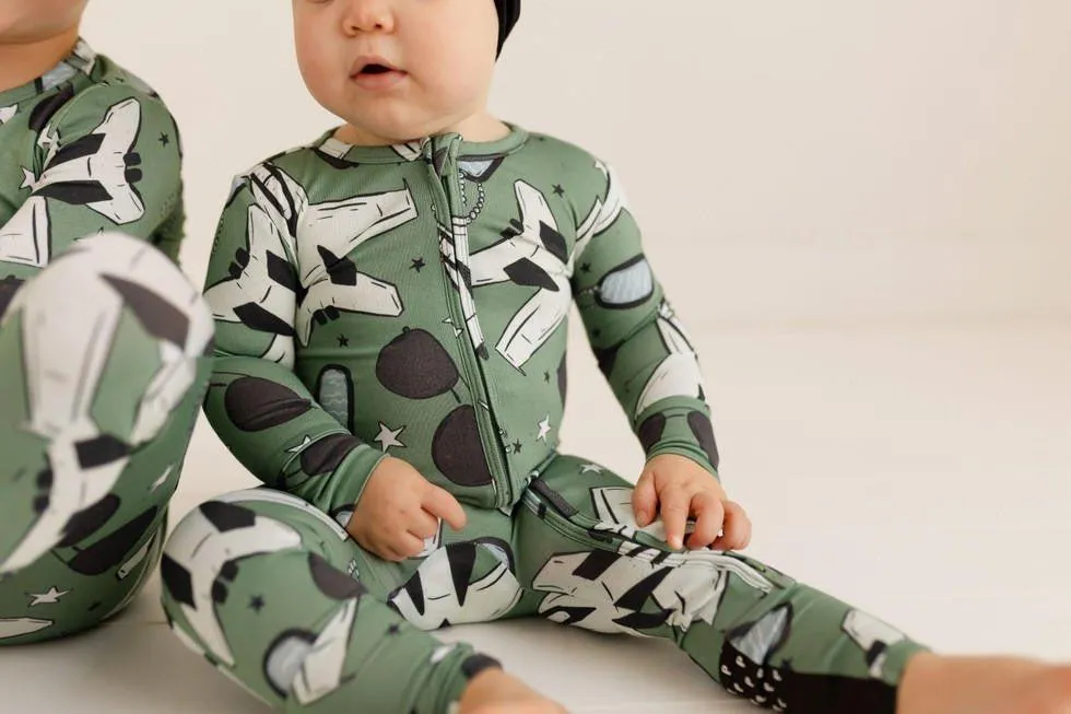 Bamboo Convertible Footie Romper - Airman (Jets)
