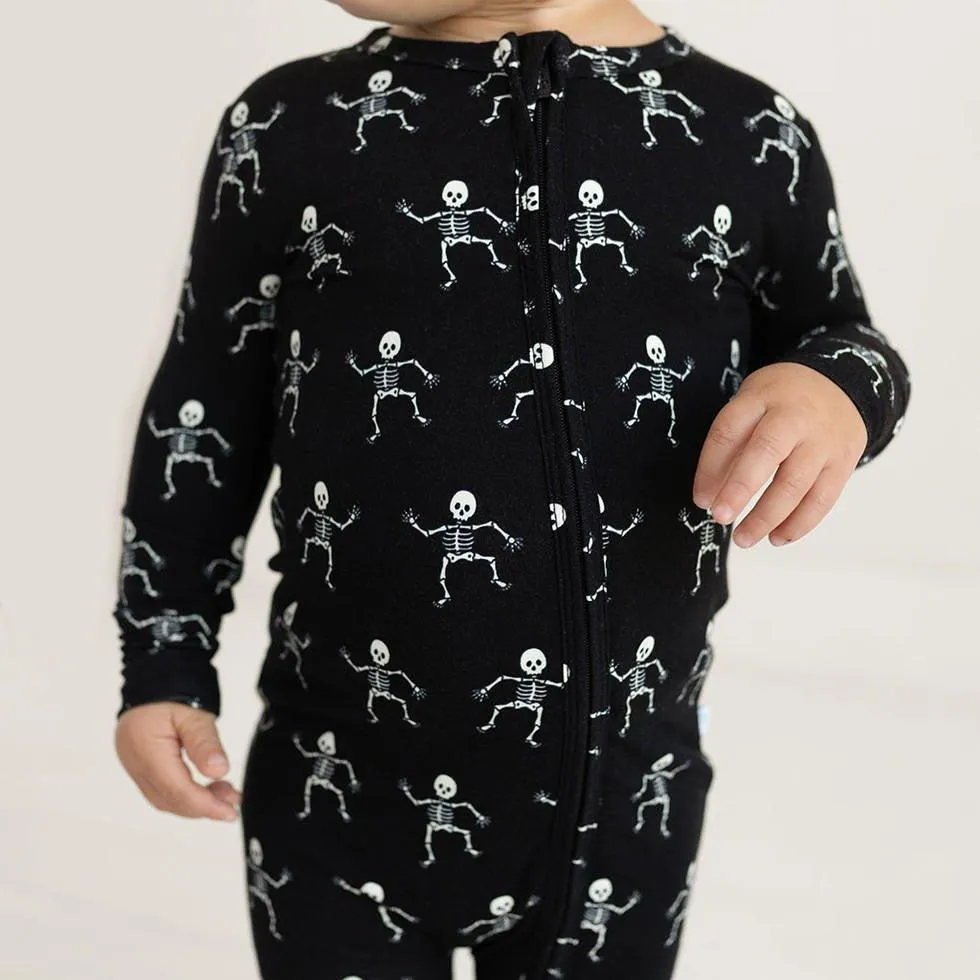 Bamboo Convertible Footie Romper - Dancing Skelly