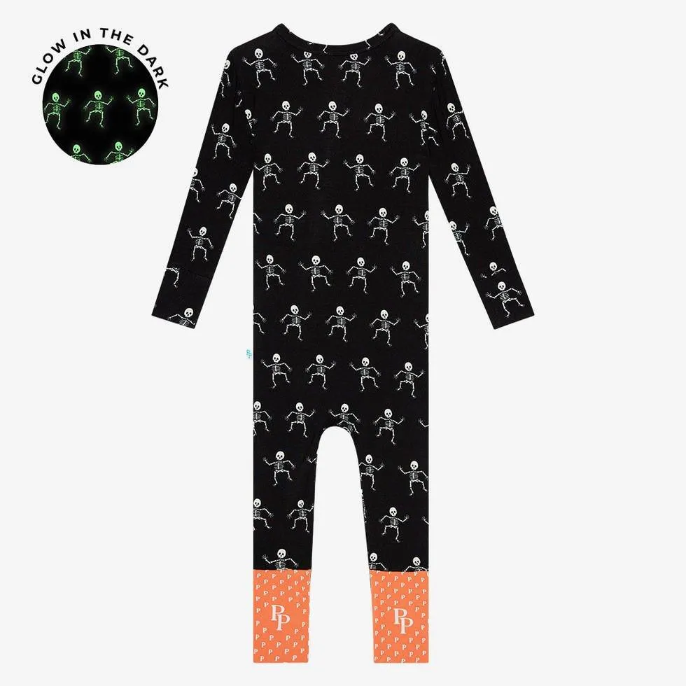Bamboo Convertible Footie Romper - Dancing Skelly