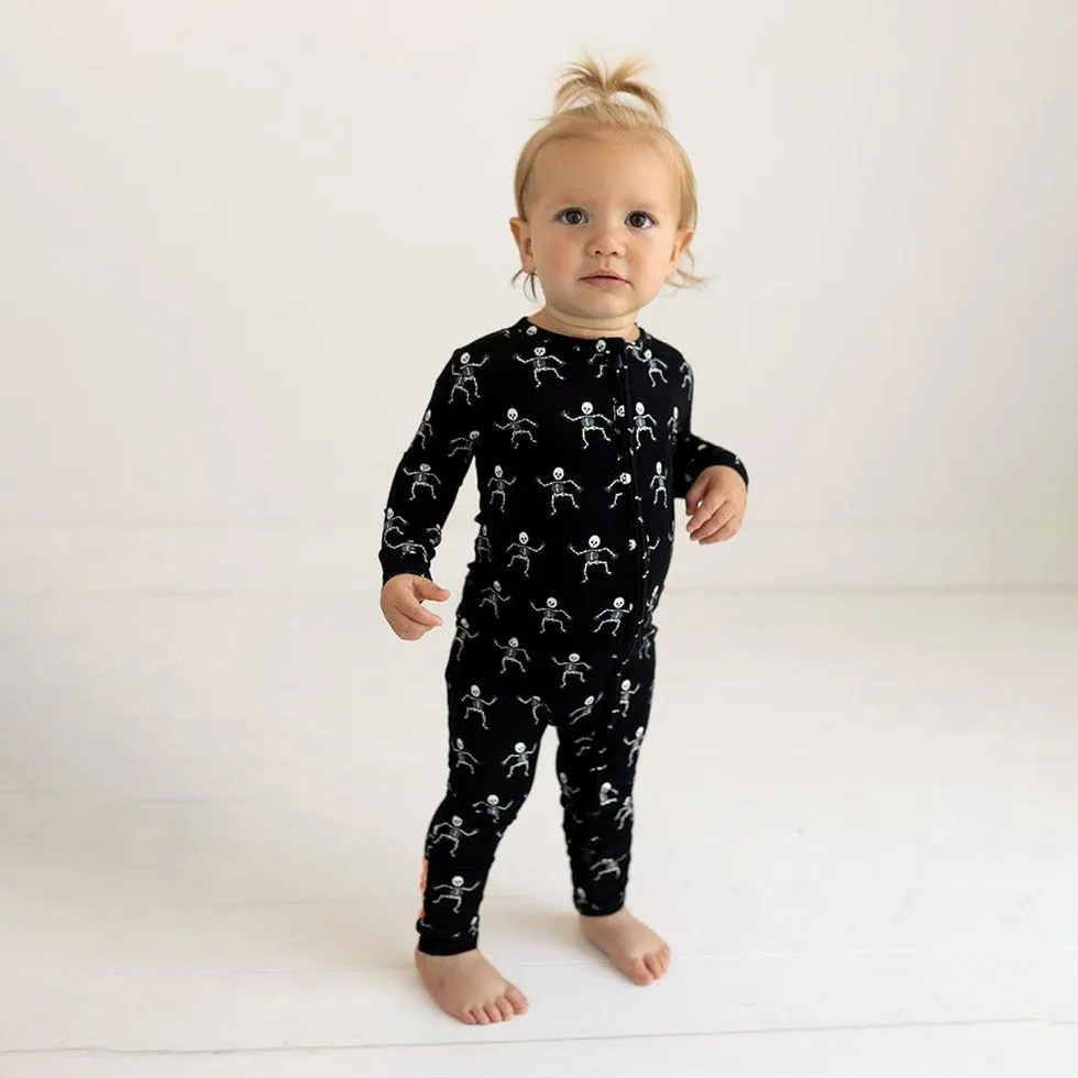 Bamboo Convertible Footie Romper - Dancing Skelly
