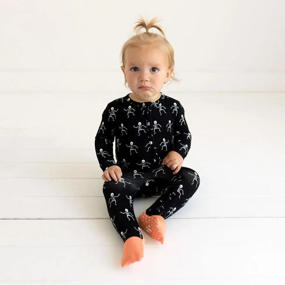 Bamboo Convertible Footie Romper - Dancing Skelly