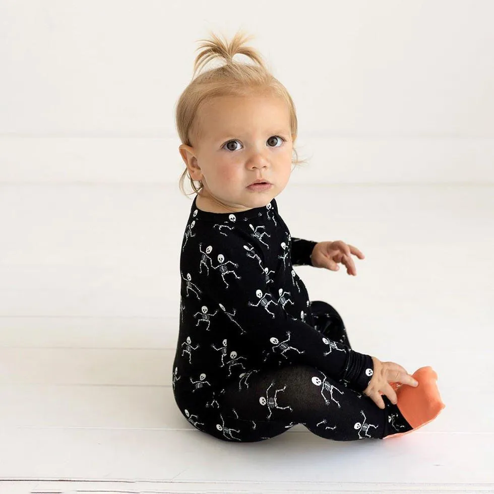 Bamboo Convertible Footie Romper - Dancing Skelly