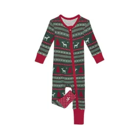 Bamboo Convertible Footie Romper - Holiday Fair Isle (Deer)