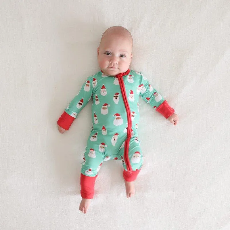Bamboo Convertible Footie Romper - Santa Medley
