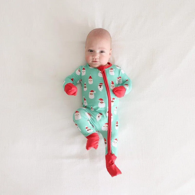 Bamboo Convertible Footie Romper - Santa Medley