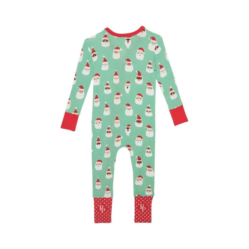 Bamboo Convertible Footie Romper - Santa Medley