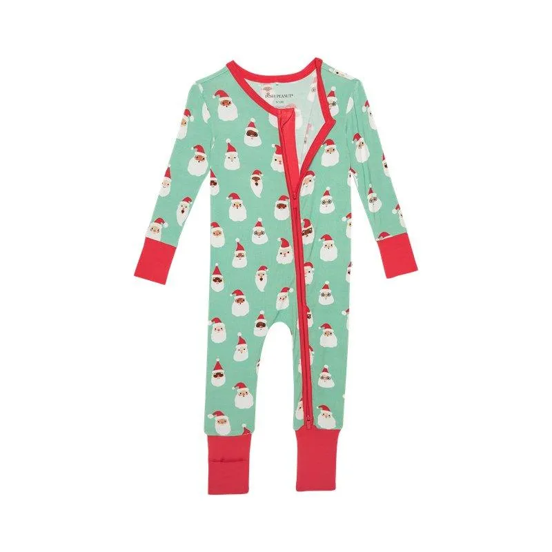Bamboo Convertible Footie Romper - Santa Medley