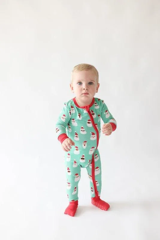 Bamboo Convertible Footie Romper - Santa Medley