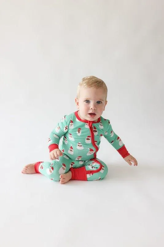 Bamboo Convertible Footie Romper - Santa Medley