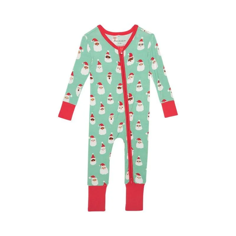 Bamboo Convertible Footie Romper - Santa Medley