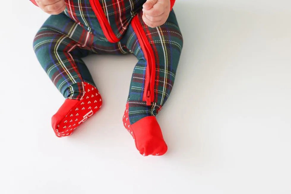 Bamboo Convertible Footie Romper - Tartan Plaid