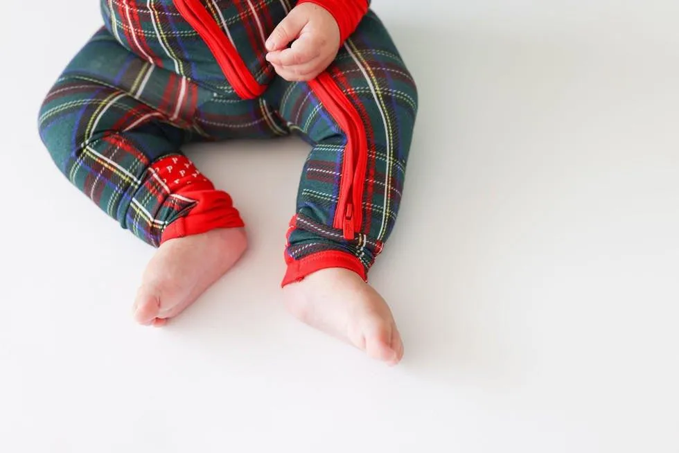 Bamboo Convertible Footie Romper - Tartan Plaid